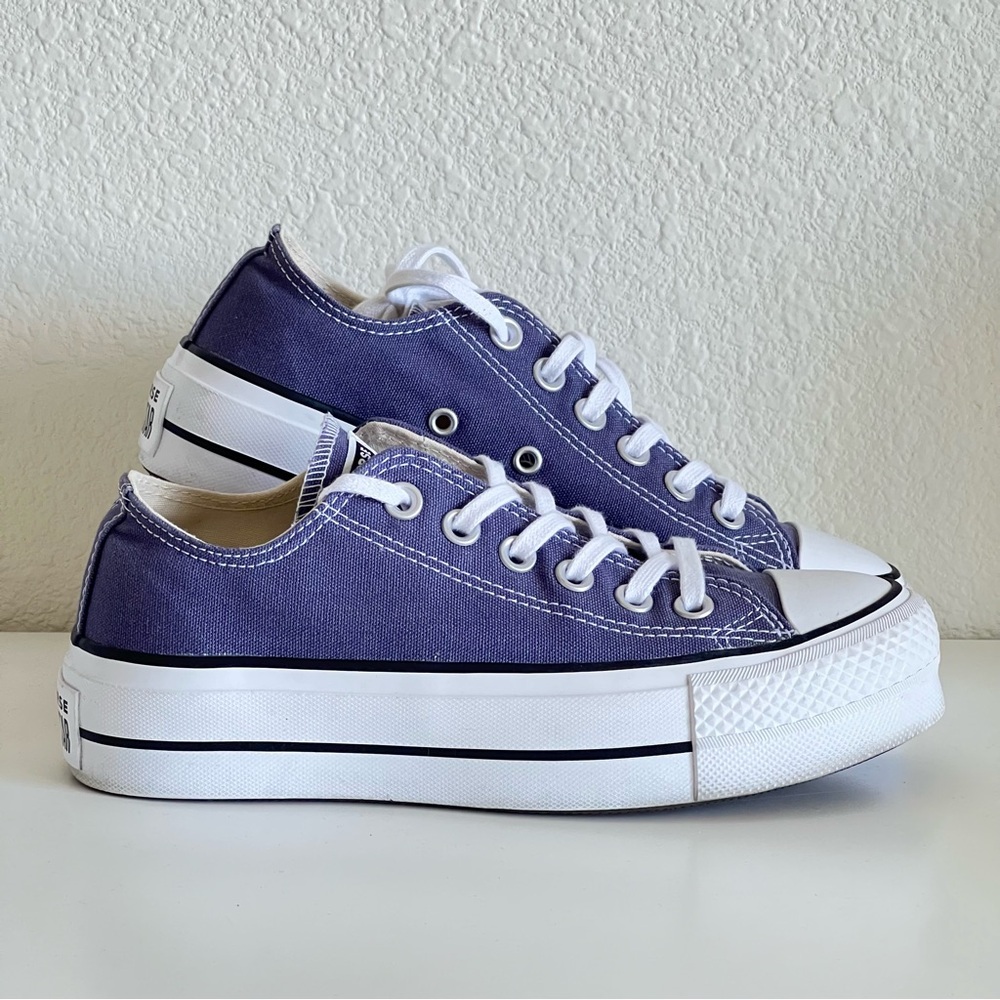 Converse Lift Platform Low Top Shoe 'Purple White' Navy Blue Size 5.5